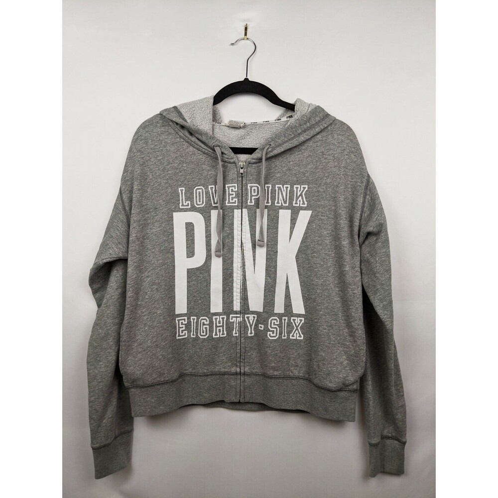Victoria's Secret PINK Hoodie S Heather Gray Logo LOVE PINK 86 Oversize